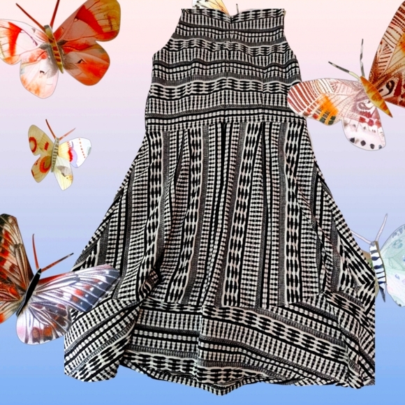 Loft Black/White Fit & Flare Summer Dress, size 2 - Picture 2 of 4